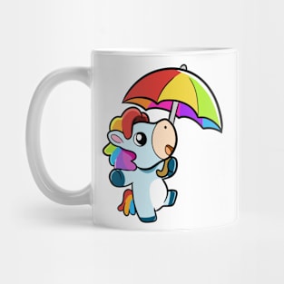 Happy Unicorn Holding Umbrella Kawai Mug